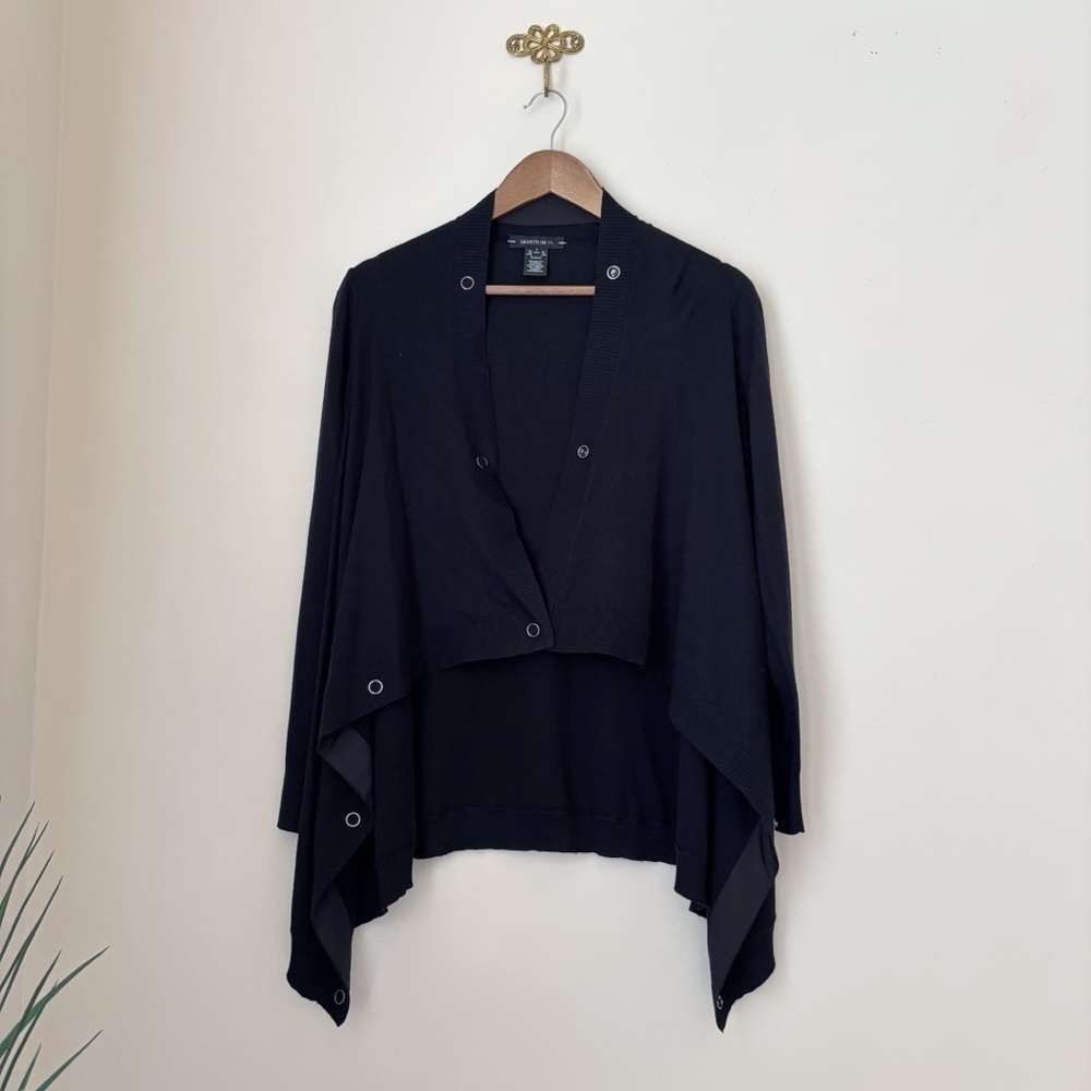 Lafayette 148 Snap Front Wool Blend Waterfall Cardigan Sweater XS